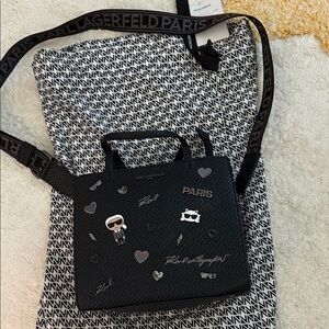 Karl Lagerfeld Black Crossbody Bag with Embellishments